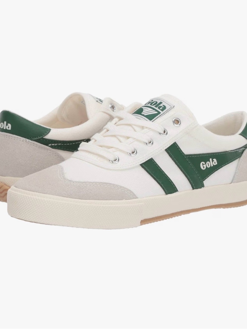 Gola Women's White Canvas Sneakers with Green Stripes